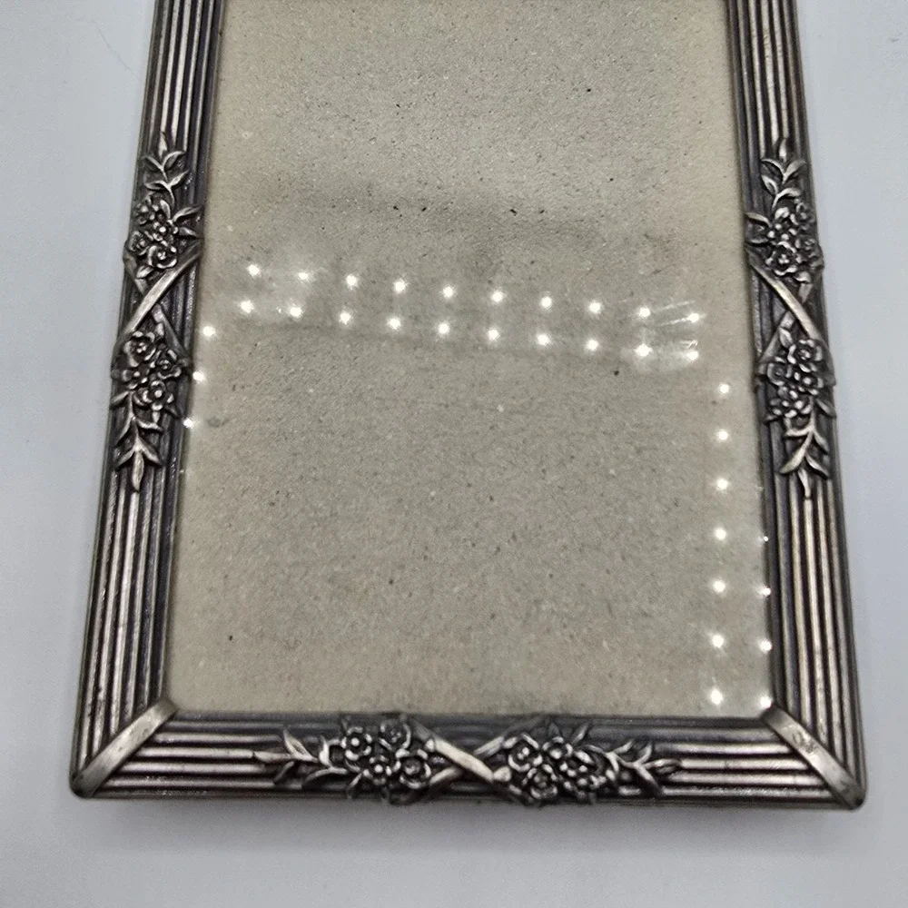 Vintage Silver Floral & Bow Detail Photo Picture Frame 6.25 X 4.25